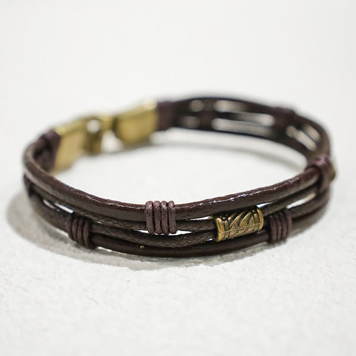 Buddha Stones Vintage Lederarmband, braunes Seil, mehrlagiges Armband - image 4
