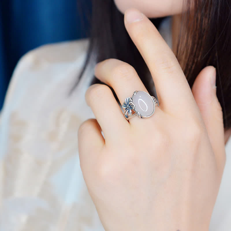 Ring für positive Harmonie aus 990er-Sterlingsilber mit natürlichem Chalcedon und Pflaume - image 5