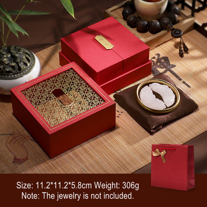 Retro-Schmuck-Aufbewahrungsbox, Geschenkbox - Rot (11,2 x 11,2 x 5,8 cm) - image 7