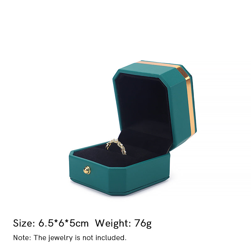 Schmuck-Aufbewahrungsbox, Geschenkbox aus PU-Leder - Grün - Ringbox (6,5 x 6 x 5 cm) - image 23