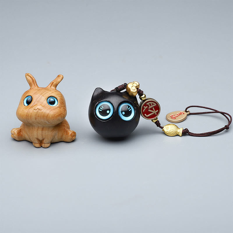 Buddha Stones Thuja Sutchuenensis Grünes Sandelholz Buchsbaum Mini Niedliches Tier Kaninchen Katze Hirsch Wal Wohlstand Telefon Hängende Dekorationen - image 1