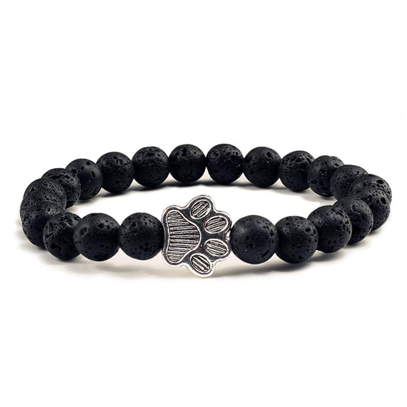 Buddha Stones „Rette einen Hund“-Steinarmband - Schwarze Lava - image 4
