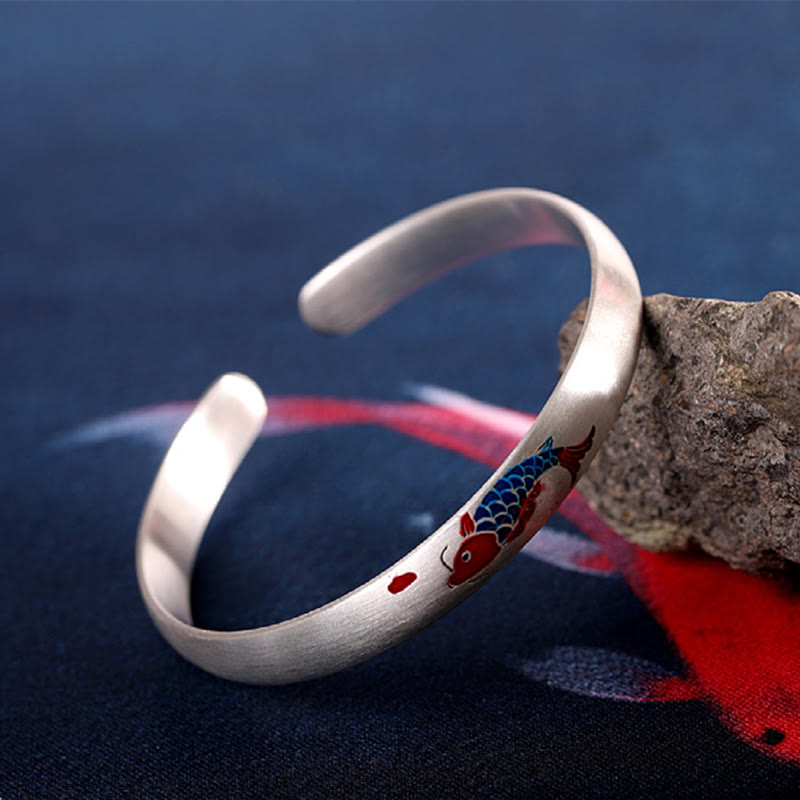 Buddha Stones 999 Sterling Silber Koi-Fisch-Glücks-Armreif - image 4