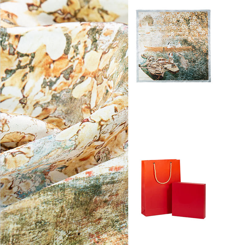 Buddha Stones, Dschungel-Ölgemälde, verheißungsvolle Wolken, Schal aus 100 % Maulbeerseide, doppelseitiger Seidenhalsschal der Premiumklasse 6A - image 19