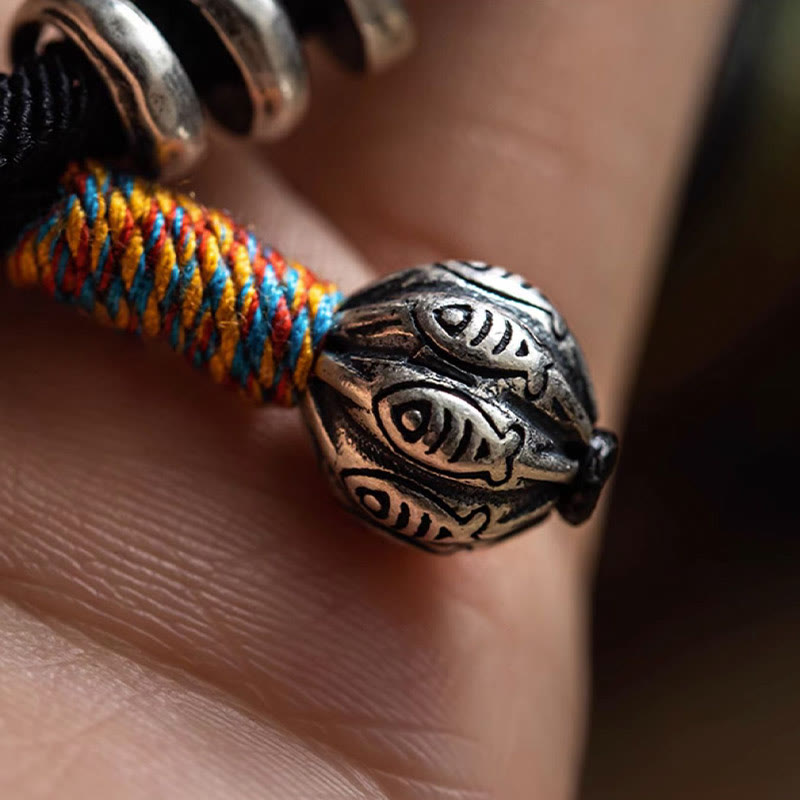 Buddha Stones, tibetisches Om Mani Padme Hum, geschnitztes Amulett, doppelt gewickeltes Armband