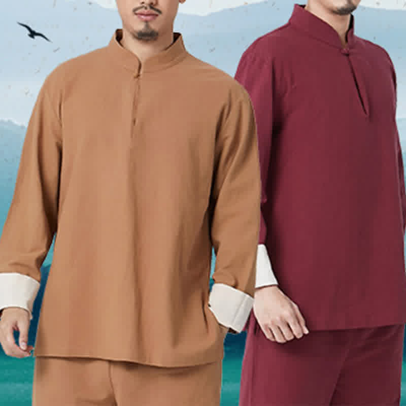 Spirituelle Zen-Meditation, Yoga, Gebet, Praxis, Baumwoll-Leinen-Kleidung, Herren-Set - image 2