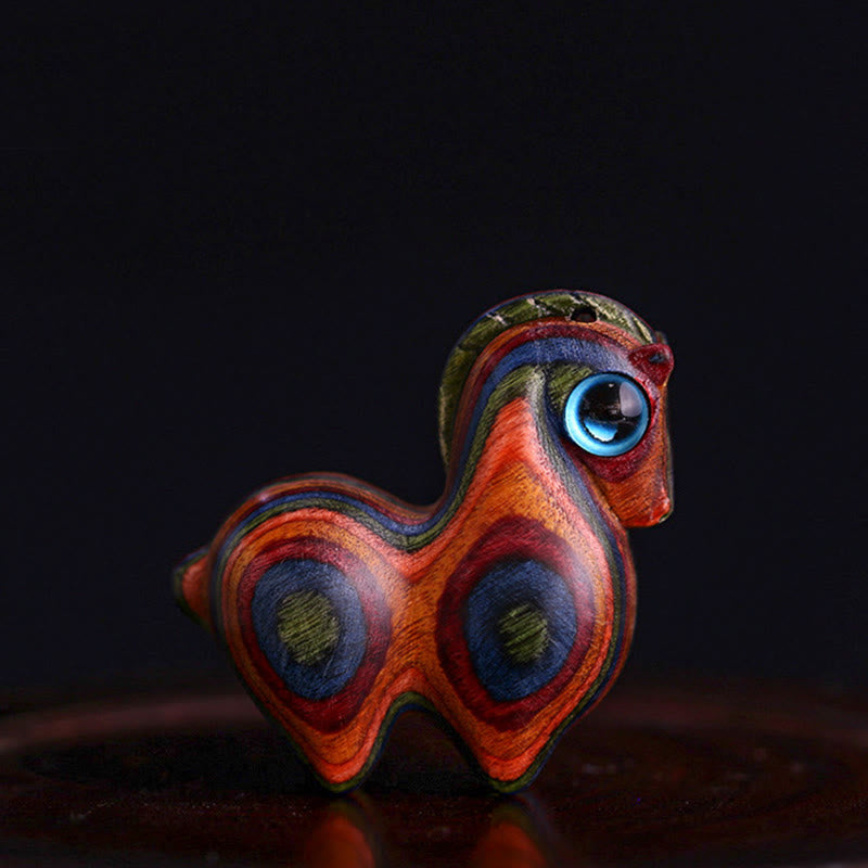 Buddha Stones, kleines Blatt, rotes Sandelholz, grünes Sandelholz, Glücks-Mini-Pferdeschutz-Dekoration - Bemaltes Holzpferd (mittlere Größe 39 x 34 x 17 mm) (zufällige Textur) - image 16