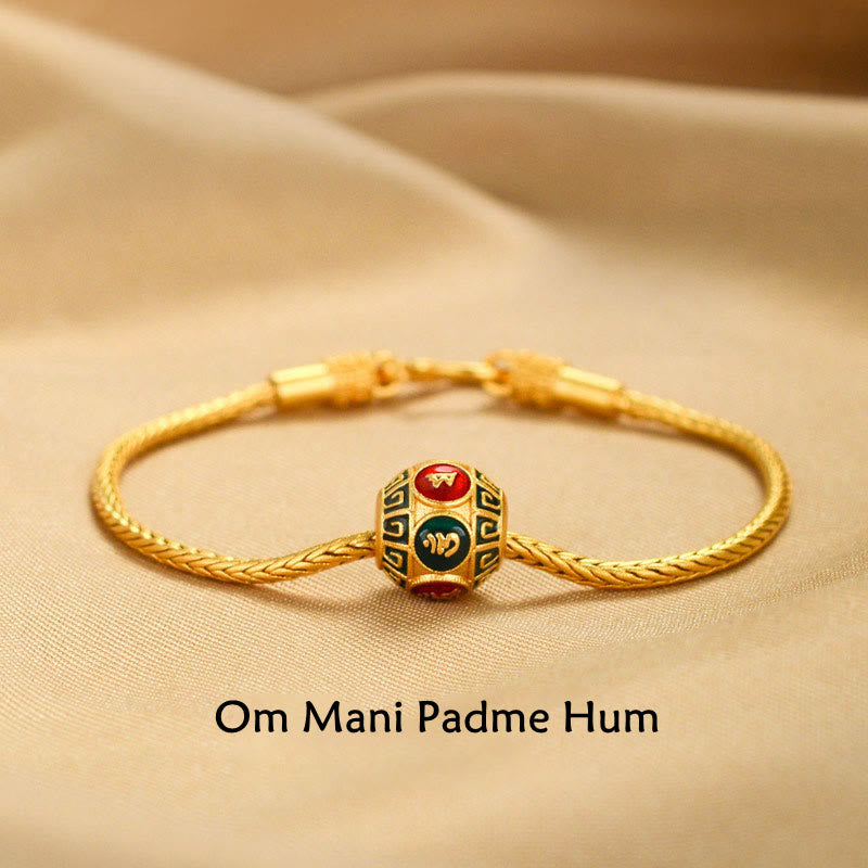 Buddha Stones, tibetisches 18 Karat Gold, Om Mani Padme Hum, Glücksbringer, Koi-Fisch, Fu-Charakter, Barren, Kupfermünze, Friedensarmband - Om Mani Padme Hum - image 0
