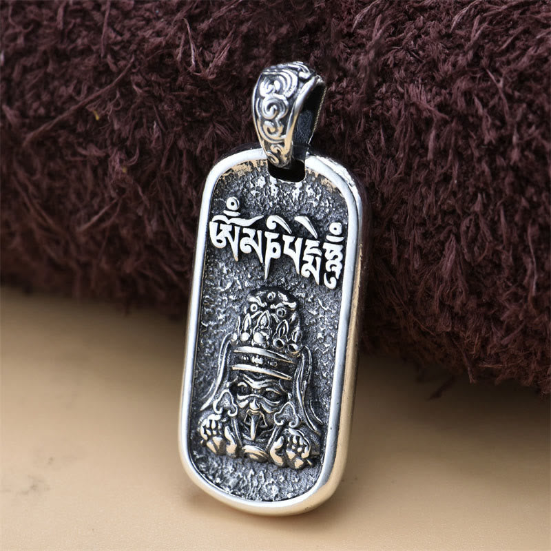 Buddha Stones 925 Sterling Silber Zakiram Göttin des Reichtums Om Mani Padme Hum Peace Halskette Anhänger - Nur Anhänger (16 x 34 mm) - image 1