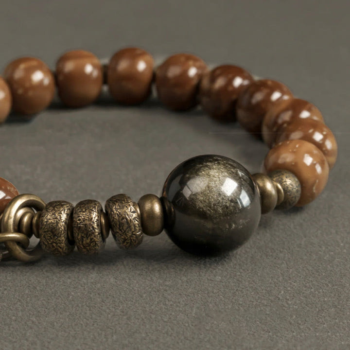 Buddha Stones, Kuka-Samen, Tigerauge, Goldglanz, Obsidian, Messing, Kupfer – Armband für Reichtum und Glück - image 10