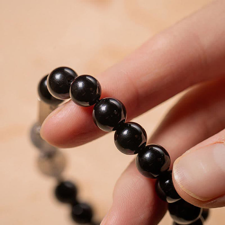 925 Sterling Silber Obsidian Mondstein Stärke Paar Armband - image 5