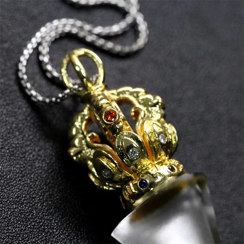 Buddha Stones, tibetischer Dorje Vajra, 4 Zinken, Lotus-Liuli-Kristall, Stärke-Halsketten-Anhänger - image 17
