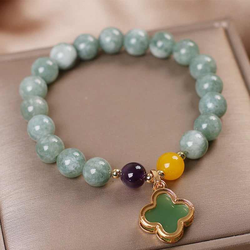 Buddha Stones Jade-Armband mit vierblättrigem Kleeblatt - image 1