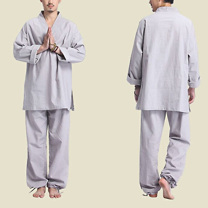Buddha Stones, Meditation, Gebet, V-Ausschnitt, Design, Baumwollleinen, spirituelle Zen-Praxis, Yoga-Kleidung, Herren-Set - image 12