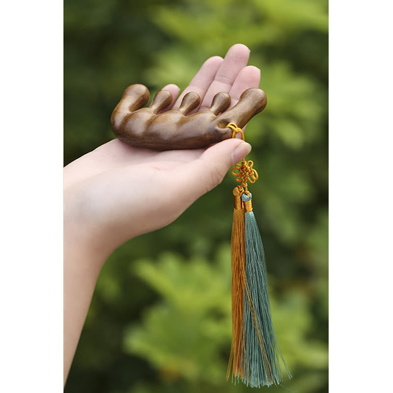 Schlichter, beruhigender Quasten-Massagekamm aus grünem Sandelholz - image 5