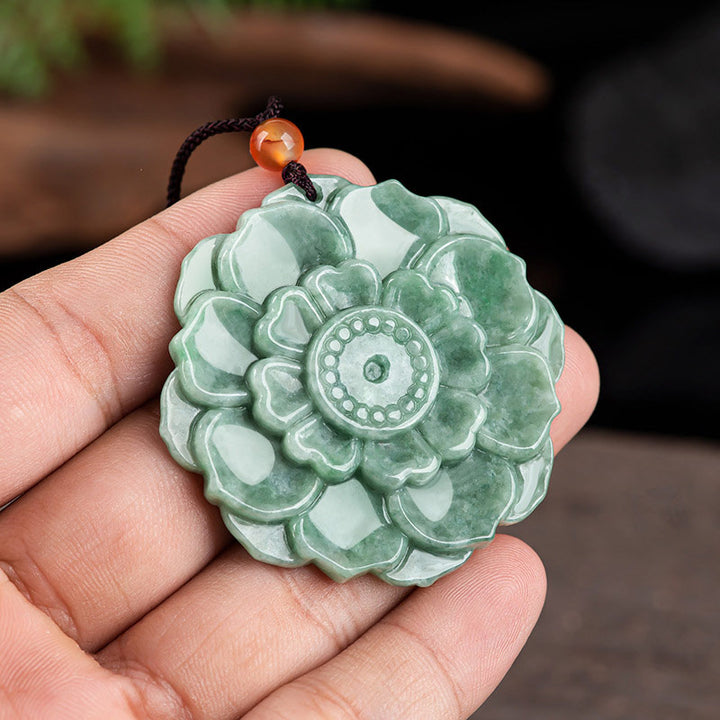 Buddha Stones, Lotus-Muster, Jade, Glück, Wohlstand, Halsketten-Anhänger - image 3