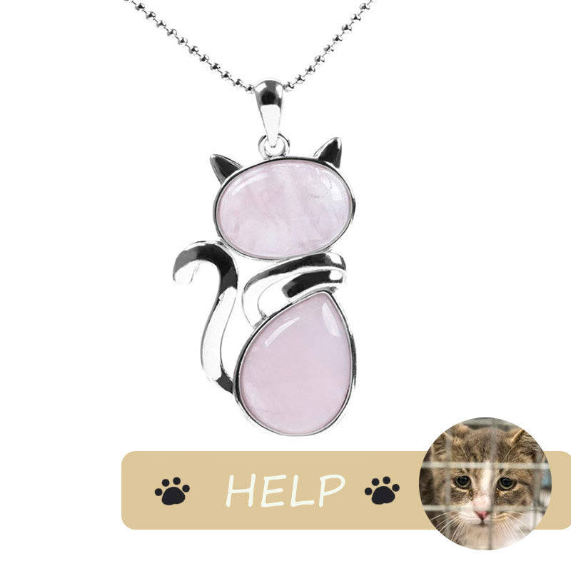 „Save A Cat“-Halskette mit niedlichem Katzenmuster, natürlichem Kristallschutz und katzenliebendem Anhänger - image 8