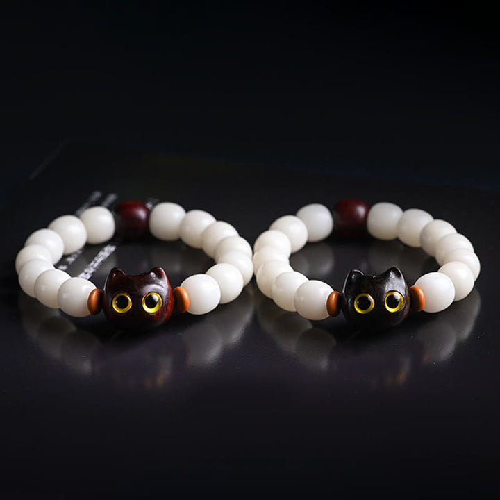 Buddha Stones, natürliches Bodhi-Samen-Armband, kleines Blatt, rotes Sandelholz, Ebenholz, süße Glückskatze, Weisheitsarmband - image 19