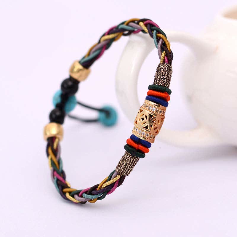 Buddha Stones, tibetisches handgefertigtes Acht-Faden-Knoten-Kupfer-Münzen-Glücks-Gewebe-Schnur-Armband - image 2