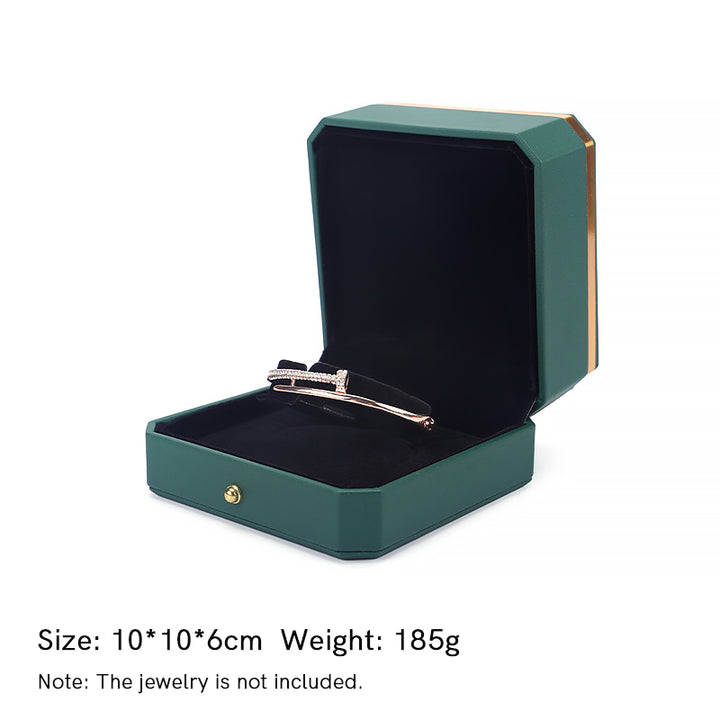 Schmuck-Aufbewahrungsbox, Geschenkbox aus PU-Leder - Dunkelgrün - Armbandbox (10*10*6cm) - image 11