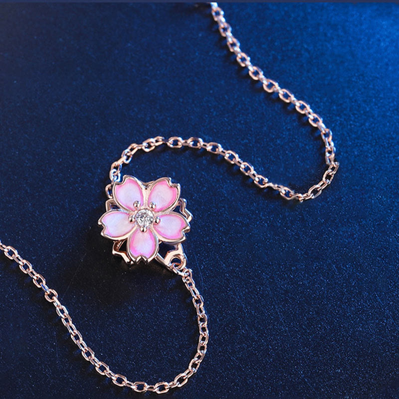 Buddha Stones 925 Sterling Silber Kirschblüten-Segen-Kettenarmband, drehbarer Ring - image 10