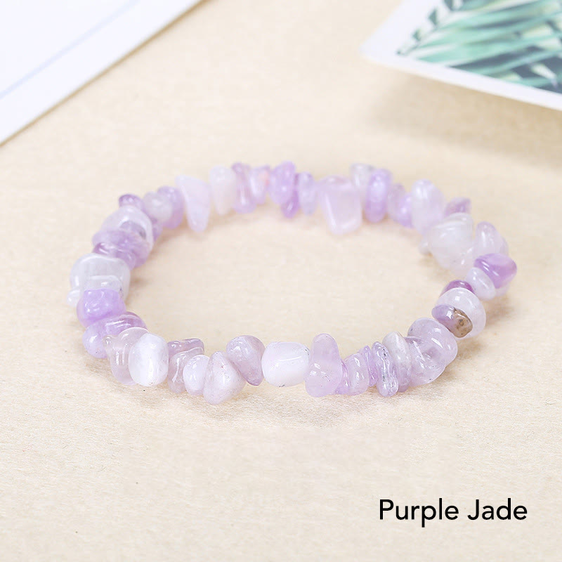 Armband aus natürlich geformtem, unregelmäßig geformtem Kristallstein – wohltuende Wärme - Lila Jade (Handgelenkumfang: 15-18 cm) - image 20