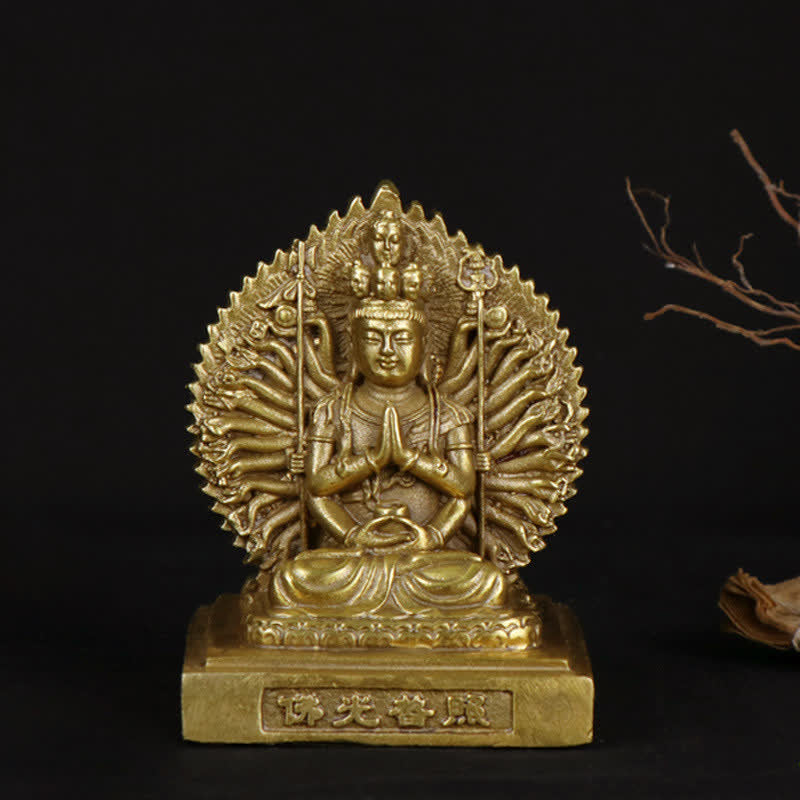Chenrezig Tausendhändige Avalokitesvara-Figur, doppelseitiger Kuan-Yin-Bodhisattva-Schutz, massive Kupferstatue, Dekoration - AVALOKITESVARA-SYMBOL (Reichtum ♥ Erfolg) - image 0