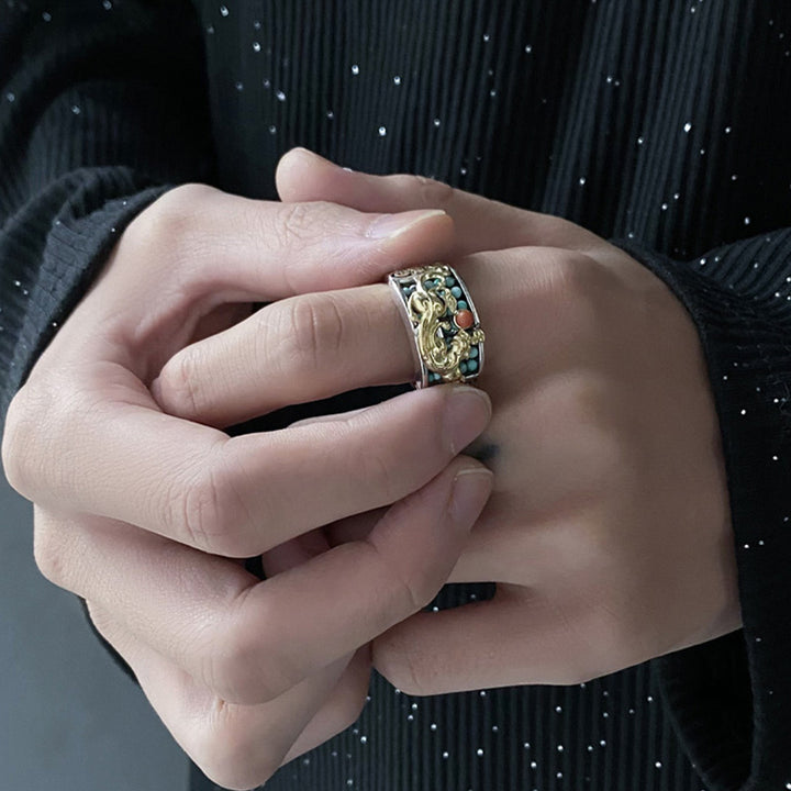 Buddha Stones 925 Sterling Silber Türkis Roter Achat PiXiu Abacus Schutzring - image 2