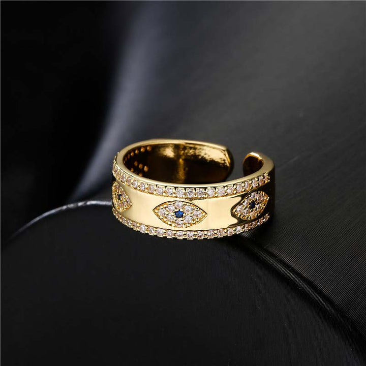 Buddha Stones Evil Eye Glück Segen Kupferlegierung Ring