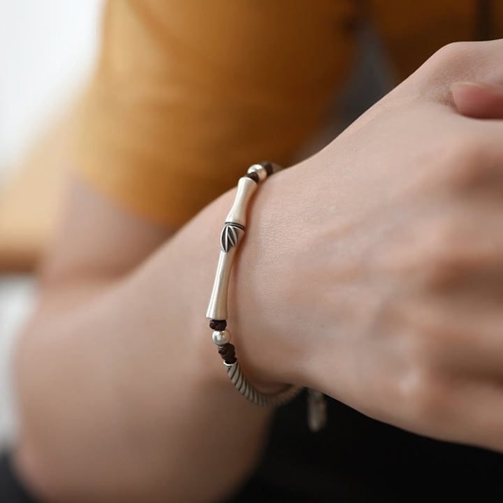 999 Sterling Silber Bambusmuster Zikade Glück Reichtum Armband - image 6