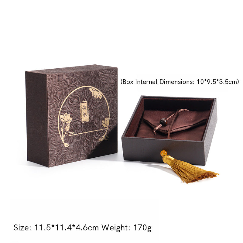Vintage Lotus Schmuck Aufbewahrungsbox Quasten Geschenkbox - Braun (11,5 x 11,4 x 4,6 cm) - image 0