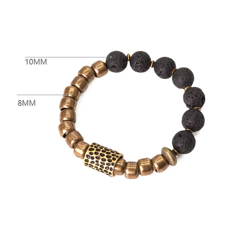 Buddha Stones ​​Lavastein Regenbogen-Obsidian Messing Unterstützungs-Heilarmband - image 8