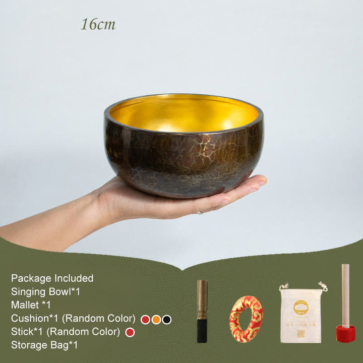 Tibetisches Meditations-Klangschalen-Set, handgefertigt, für Heilung, Yoga und Achtsamkeit - 16 cm - image 2