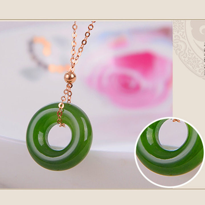 Runder Cyan Jade Healing 14 Karat vergoldeter Kupfer-Halskettenanhänger - image 9