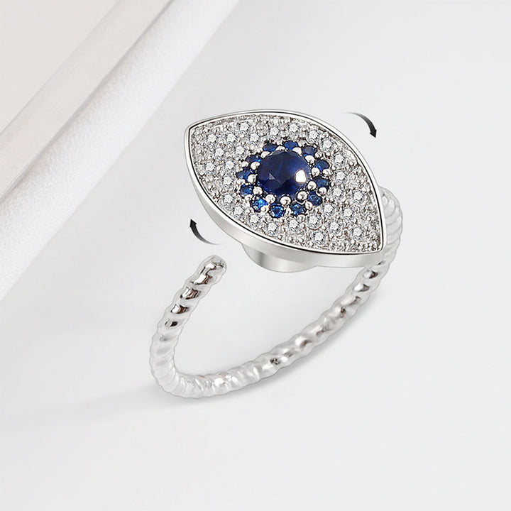 925 Sterling Silber Evil Eye Protection Blessing Drehbarer Ring - Silber - image 0