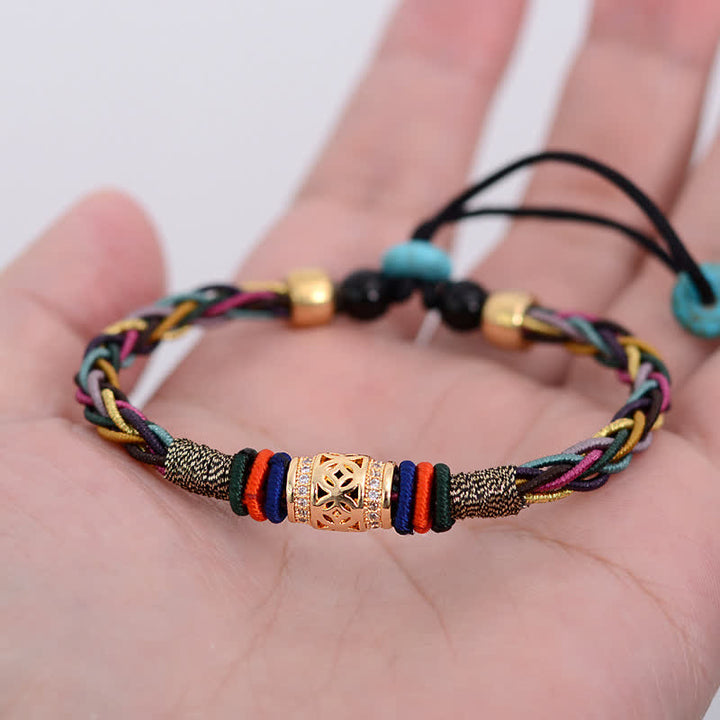 Buddha Stones, tibetisches handgefertigtes Acht-Faden-Knoten-Kupfer-Münzen-Glücks-Gewebe-Schnur-Armband - image 3