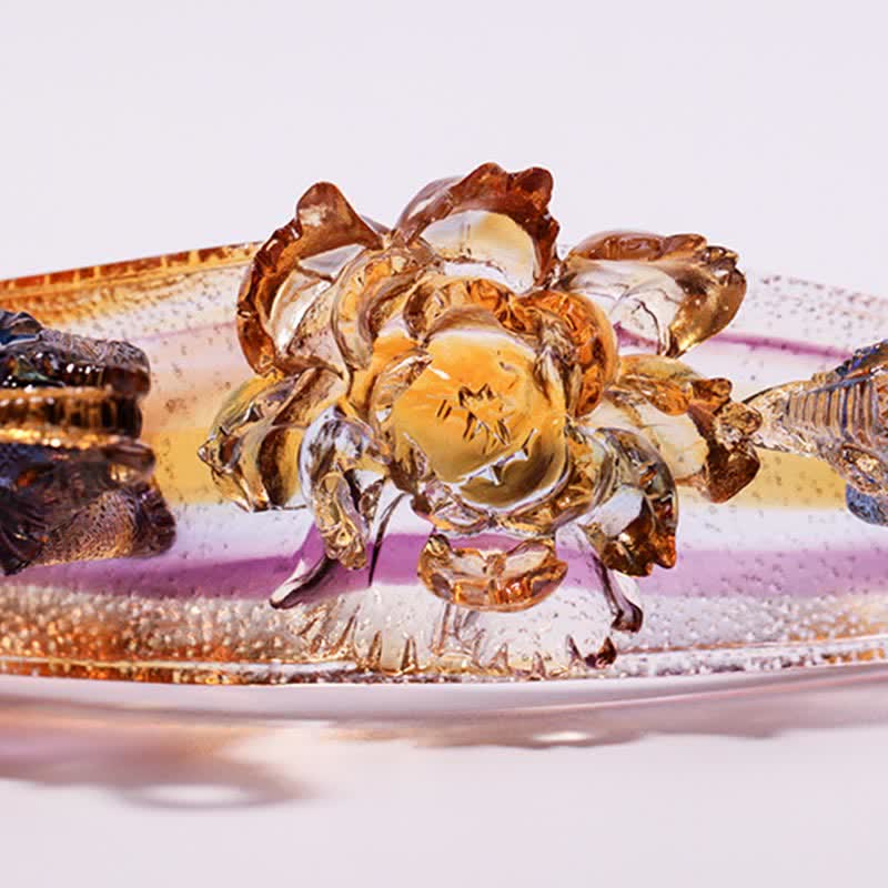 Handgefertigtes Liuli-Kristall-Ruyi-Elefant-Kunststück, Heimdekoration mit Kristallsockel - image 11