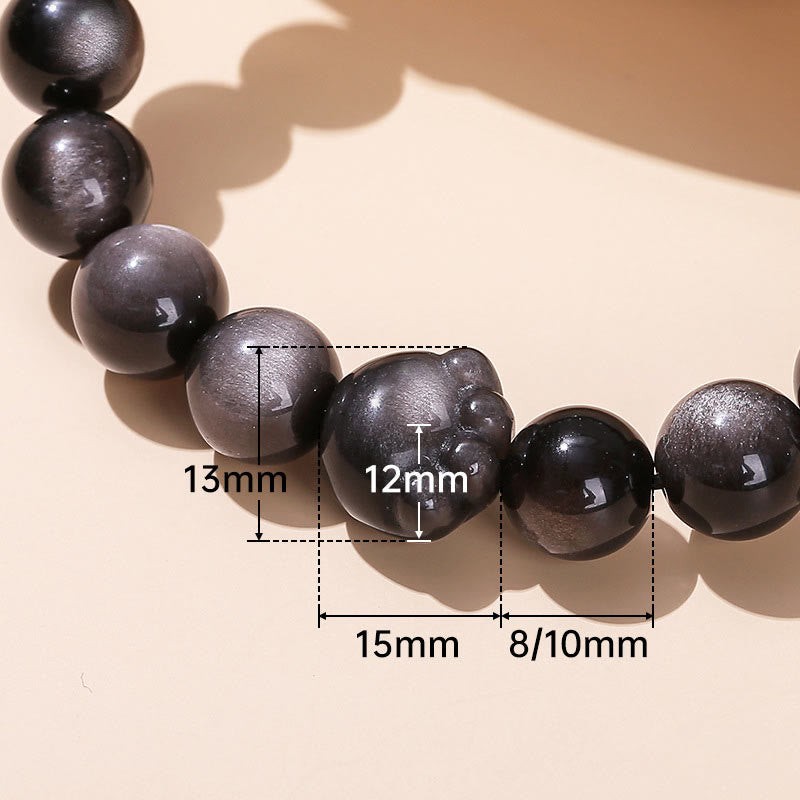 Buddha Stones Natürlicher Goldglanz-Obsidian, Silberglanz-Obsidian, niedliches Katzenpfotenkrallen-Reichtumsarmband - image 10