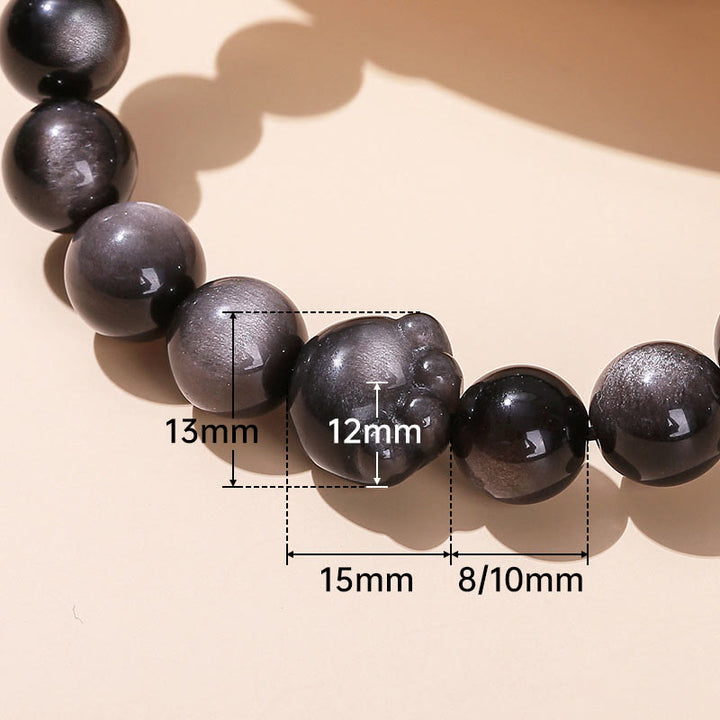 Buddha Stones Natürlicher Goldglanz-Obsidian, Silberglanz-Obsidian, niedliches Katzenpfotenkrallen-Reichtumsarmband - image 10