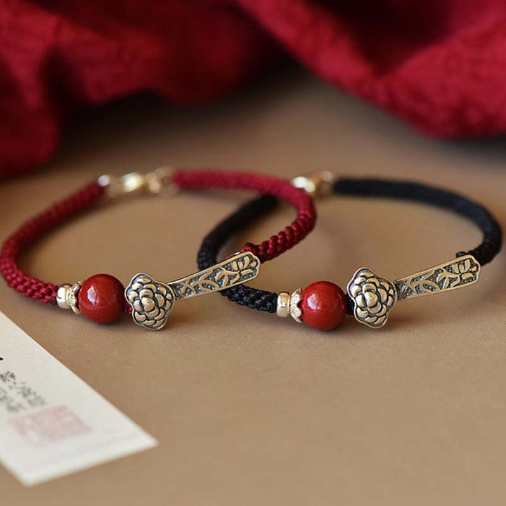 Buddha Stones 925 Sterling Silber Cinnabar Blessing String Armband - image 0