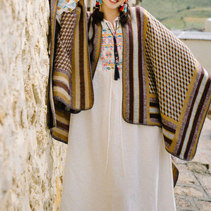 Tibetischer Schal mit Buddha Stonesn, klassisches Muster, Winter, gemütlich, warm, Reiseschal - image 11