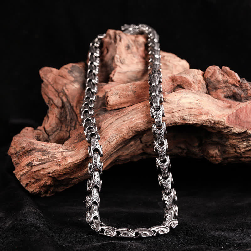Buddha Stones Drachenmuster Titan Stahl Schutz Halskette Anhänger Armband - image 3