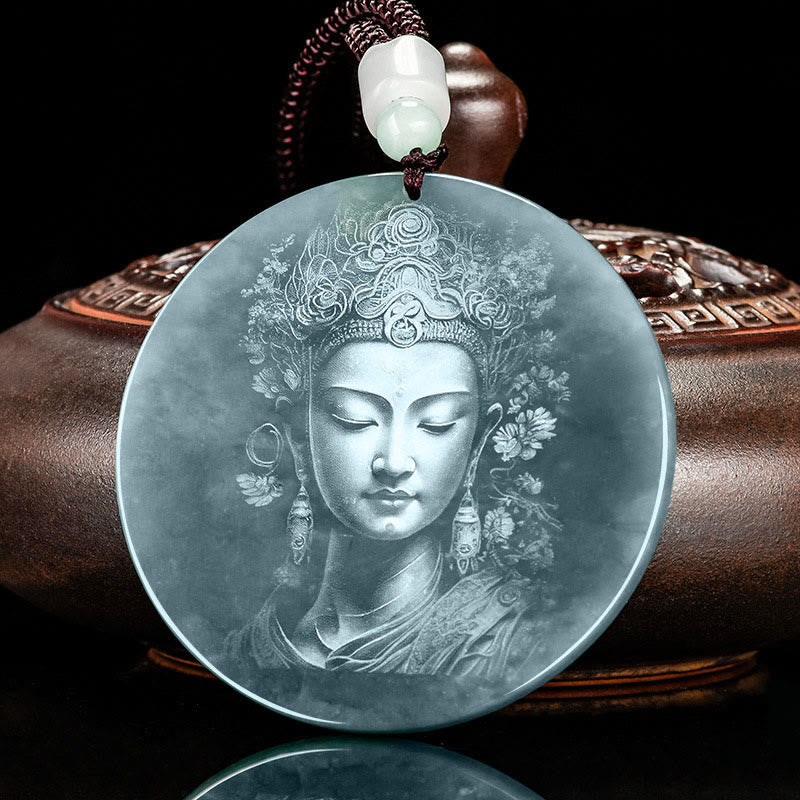 Buddha Steine Kwan Yin Avalokitesvara Jade Fülle String Halskette Anhänger