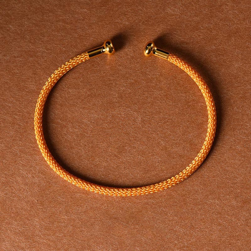 Buddha Stones, schlichtes Design, handgefertigtes Glücksgeflecht-Manschettenarmband - Orange - image 22