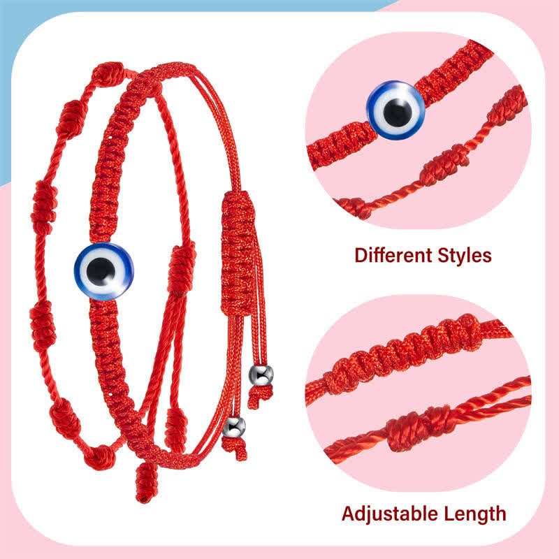 Buddha Stones 4-teiliges Evil Eye Seven Knot Red String Schutzarmband
