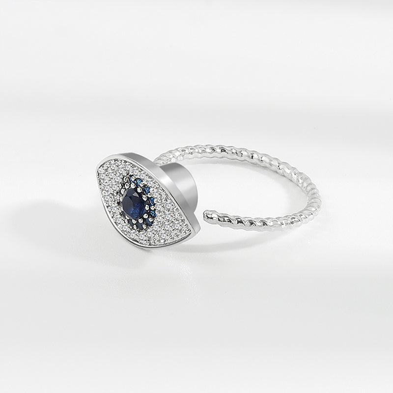 925 Sterling Silber Evil Eye Protection Blessing Drehbarer Ring - image 1