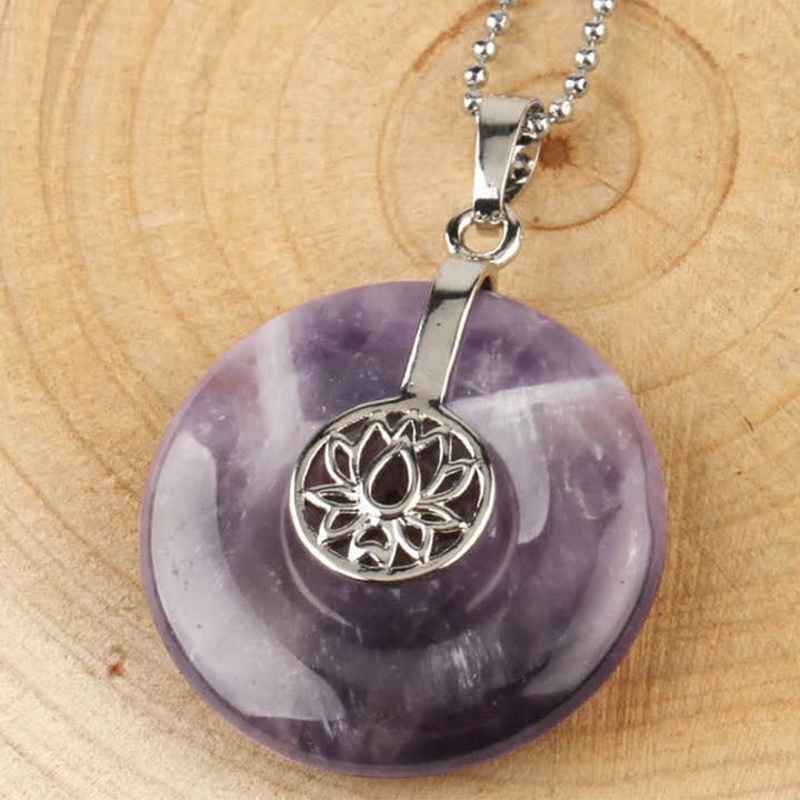 Buddha Stones, verschiedene Kristall-Amethyst-Rosa-Kristall-Lotus-Heilungs-Halsketten-Anhänger - Amethyst - image 6