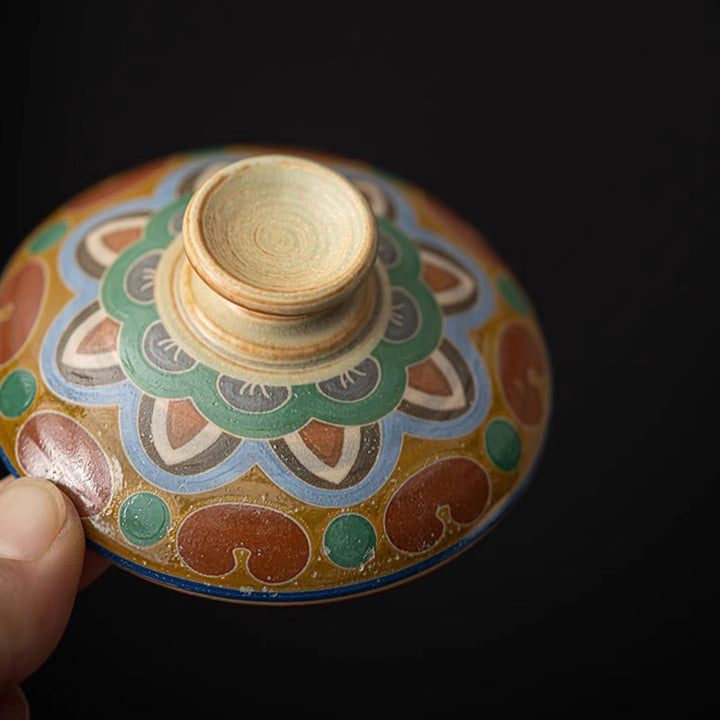 Buddha Stones Dunhuang Flying Apsaras Gaiwan Sancai Teetasse aus Keramik, Kung Fu Teetasse mit Deckel