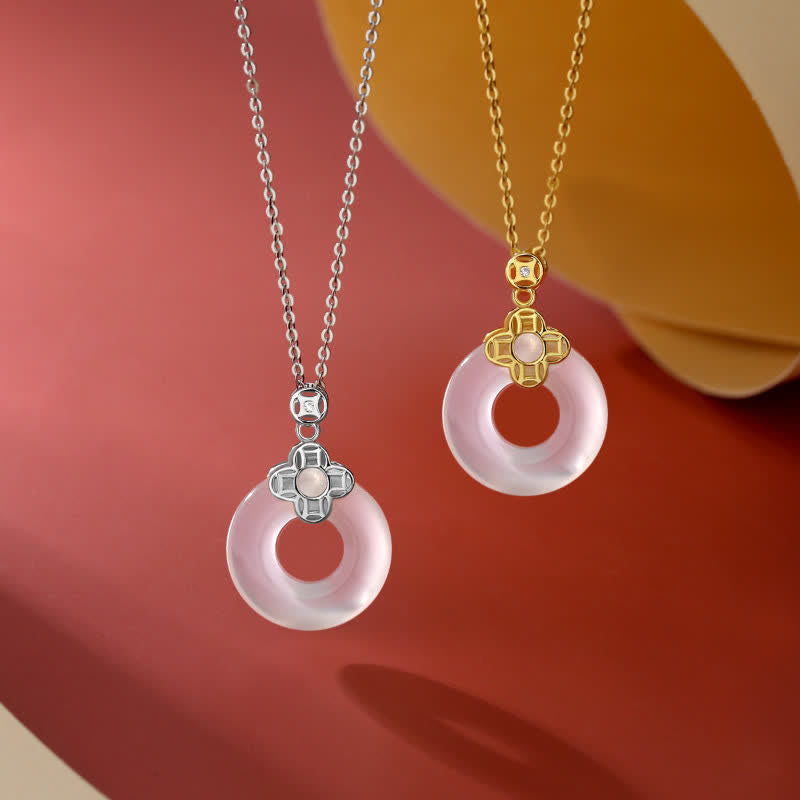 925 Sterling Silber Chalcedon-Münze Friedensschnalle positiver Halskettenanhänger - image 1