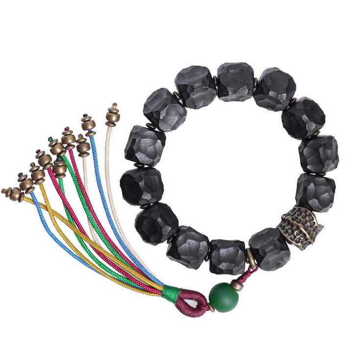 Buddha Stones Armband aus tibetischem Ebenholz und Kupfer mit Friedensquaste - image 12